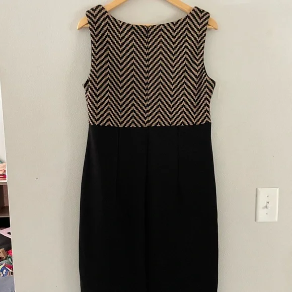Danny and Nicole Black & Tan Chevron Black Dress & Cardigan Set - Picture 4 of 8